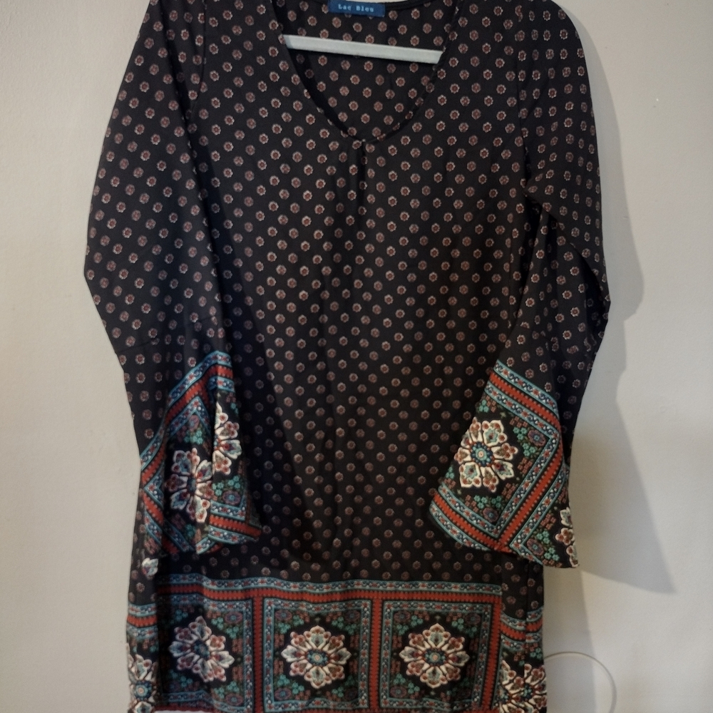 Elegant Long Sleeve Patterned Dress